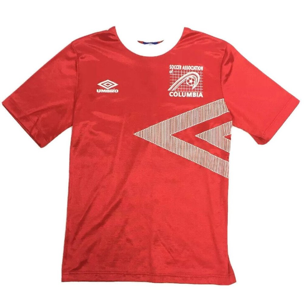 UMBRO Ringer T-shirt S Red Soccer Vintage
